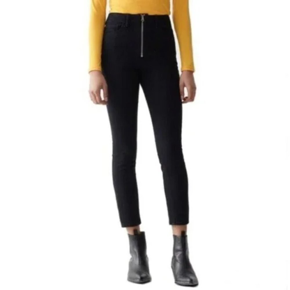 AGOLDE Nico High Rise Slim Fit Jeans Raven Exposed Zipper